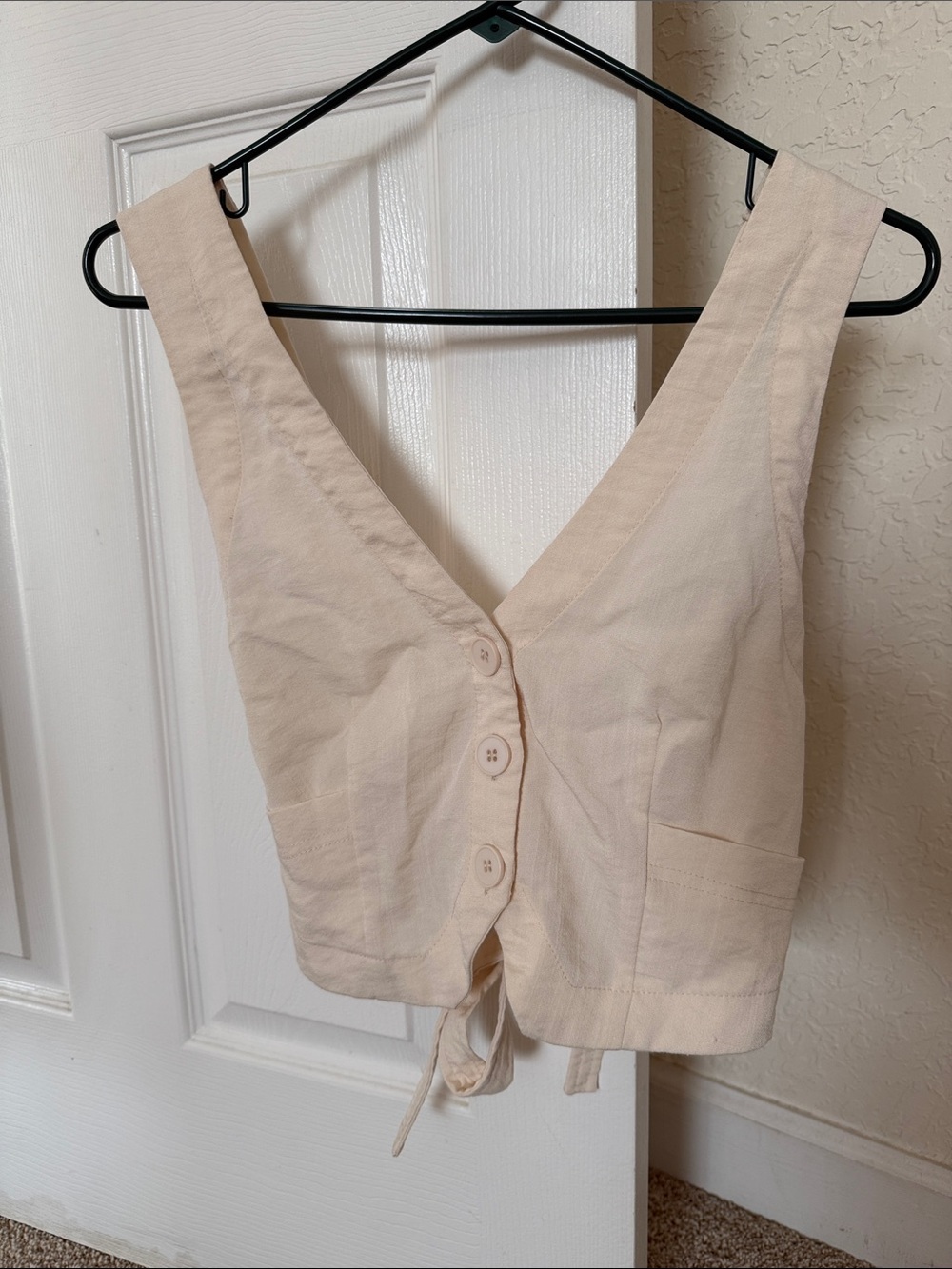Mustard Seed Cream Button Crop Vest